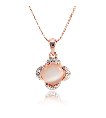 Колие розово позлатяване котешко око | Колекция Rose Gold | Бижута Invoke.bg