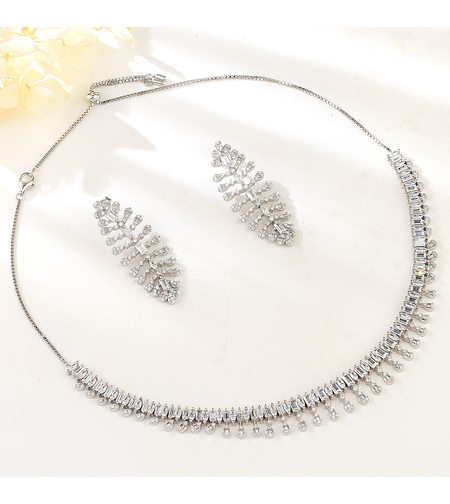 Сребърен комплект с платина и кубични циркони | Колекция Silver Premium | Бижута Invoke.bg