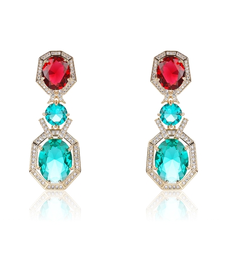 Обеци жълто позлатяване 'Цветно сияние' | Колекция Luxury Secret | Бижута Invoke.bg