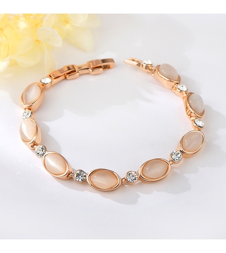 Гривна розово позлатяване елипси с котешко око | Колекция Rose Gold | Бижута Invoke.bg