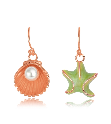 Обеци розово позлатяване 'Морско дъно' | Бижута Invoke.bg