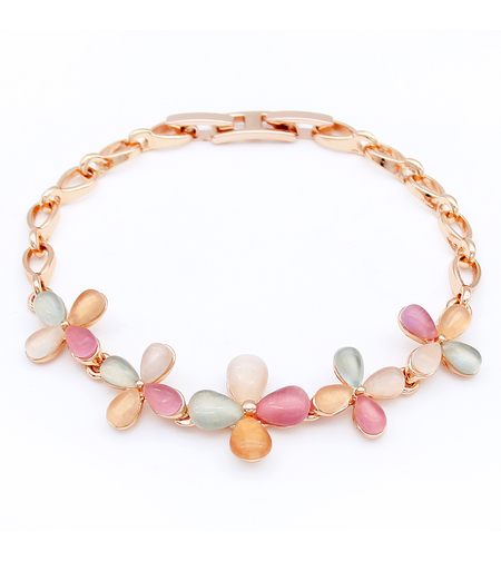 Гривна розово позлатяване с цветя | Колекция Rose Gold | Бижута Invoke.bg