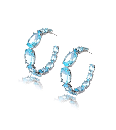 Обеци бяло позлатяване Сини кристали | Колекция Luxury Secret | Бижута Invoke.bg