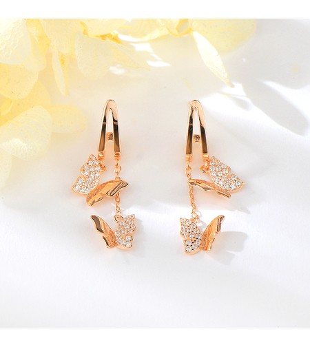 Сребърни обеци Пеперуди розово позлатяване | колекция Delicate Silver | Бижута Invoke.bg