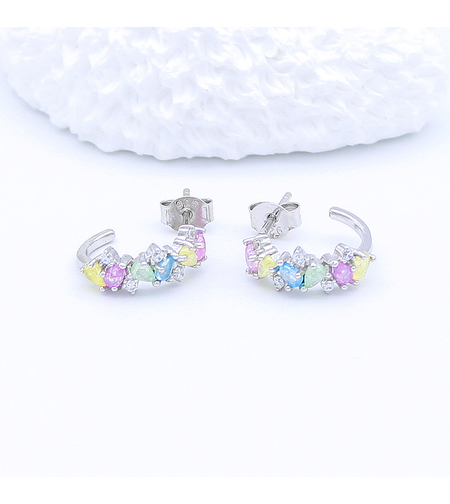 Сребърни обеци с камъни цветен циркон | Колекция Silver Premium | Бижута Invoke.bg