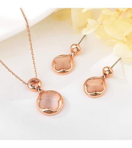 Комплект розово позлатяване котешко око | Колекция Rose Gold | Бижута Invoke.bg