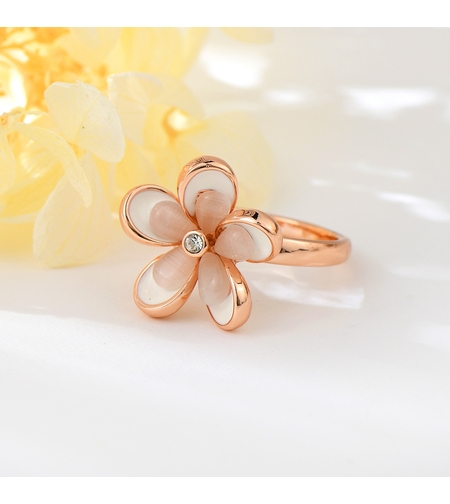 Пръстен розово позлатяване цветче | Колекция Rose Gold | Бижута Invoke.bg