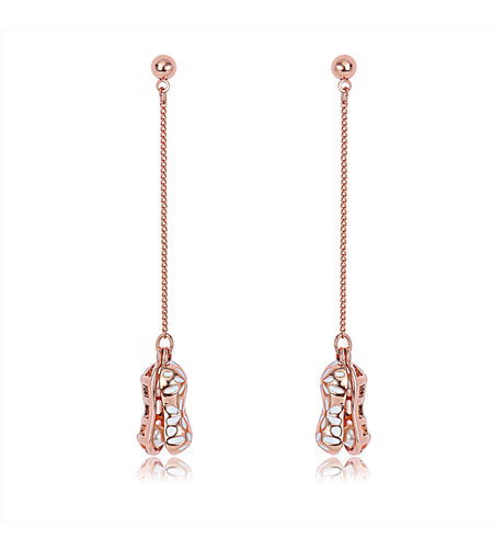 Обеци розово позлатяване с перли Swarovski | Колекция Rose Gold | Бижута Invoke.bg