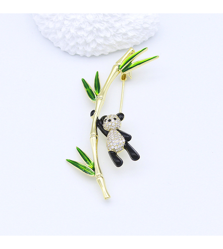 Луксозна брошка жълто позлатяване 'Панда' | Бижута Invoke.bg