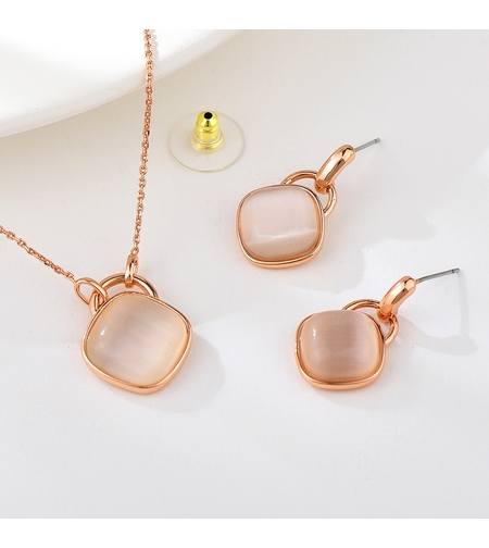 Комплект розово позлатяване котешко око | Колекция Rose Gold | Бижута Invoke.bg