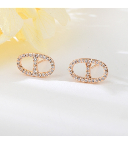 Обеци розово позлатяване кристална декорация | Колекция Rose Gold | Бижута Invoke.bg