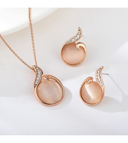 Комплект розово позлатяване естествени овали | Колекция Rose Gold | Бижута Invoke.bg