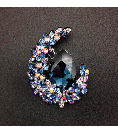 Брошка бяло позлатяване 'Синьо гнездо' | Бижута Invoke.bg