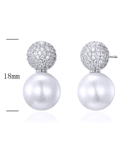 Платинирани сребърни обеци с кубични циркони | Колекция Silver Premium | Бижута Invoke.bg