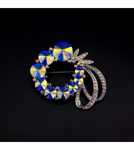 Брошка бяло позлатяване 'Пъстър венец' | Бижута Invoke.bg