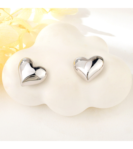 Сребърни обеци Сърца с родий | колекция Delicate Silver | Бижута Invoke.bg