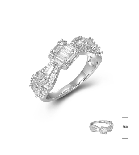 Платиниран сребърен пръстен с кубични циркони | Колекция Silver Premium | Бижута Invoke.bg