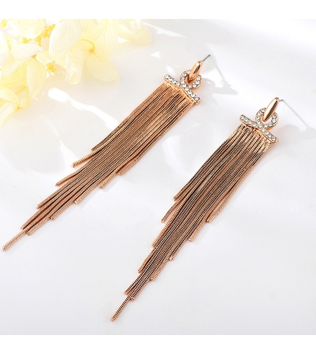 Обеци розово позлатяване пискюли | Колекция Rose Gold | Бижута Invoke.bg