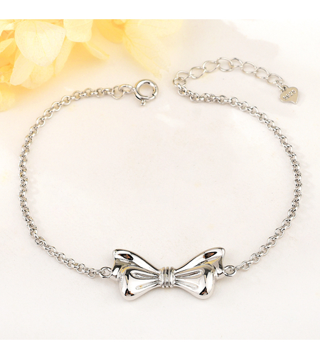 RIBBON SILVER  BRACELET WITH RHODIUM