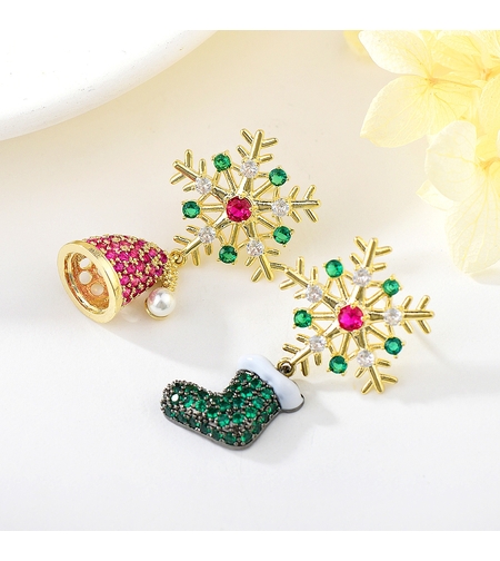 Коледни обеци 'Снежинки' жълто позлатяване | Бижута Invoke.bg