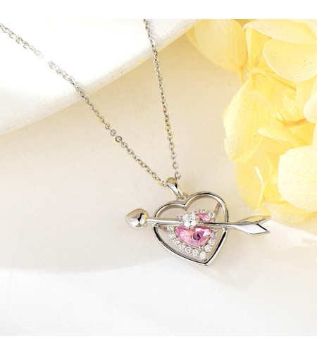 Сребърно колие Сърце със стрела с кристали Swarovski | колекция Delicate Silver | Бижута Invoke.bg