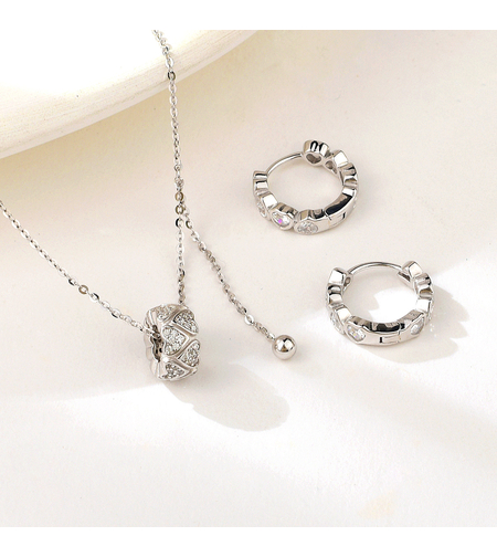 Сребърен комплект с родий | колекция Delicate Silver | Бижута Invoke.bg