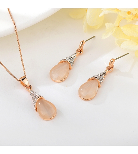 Комплект розово позлатяване котешко око | Колекция Rose Gold | Бижута Invoke