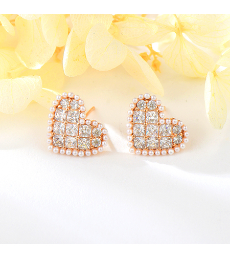 Сребърни обеци Сърца с розово позлатяване | колекция Delicate Silver | Бижута Invoke.bg