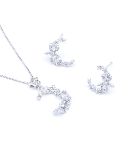 Нежен сребърен комплект луна | колекция Delicate Silver | Бижута Invoke.bg