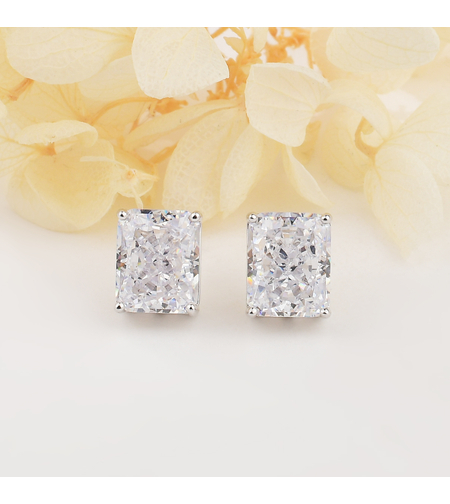 Сребърни обеци квадратни | Колекция Crushed Ice | Бижута Invoke