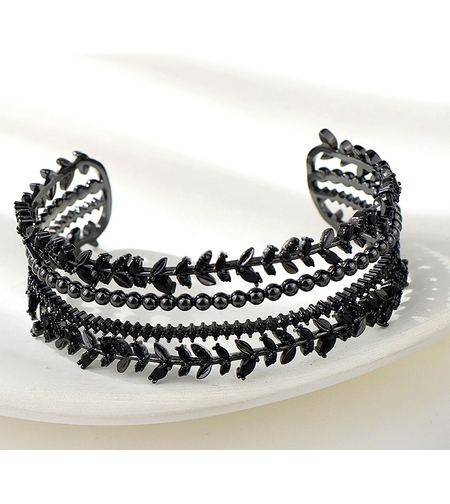 Гривна черно позлатяване с кристали Swarovski | Колекция Luxury Secret | Бижута Invoke.bg