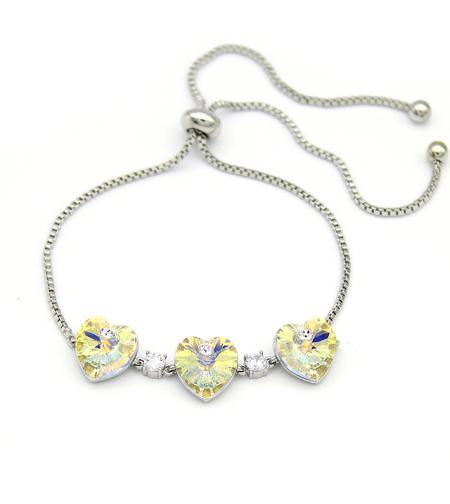 Гривна бяло позлатяване жълто сърце | Колекция Luxury Secret