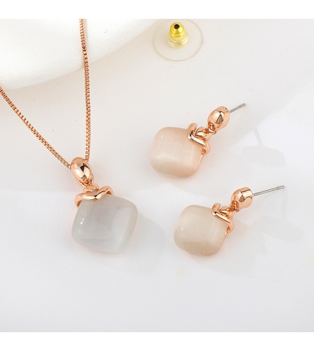 Комплект розово позлатяване котешко око | Колекция Rose Gold | Бижута Invoke.bg