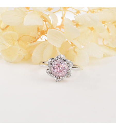 PINK FLOWER CRUSHED ICE RING