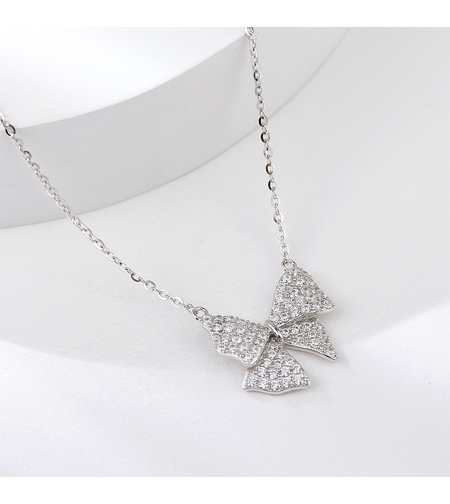 Сребърно колие с Панделка с кристали | колекция Delicate Silver | Бижута Invoke.bg