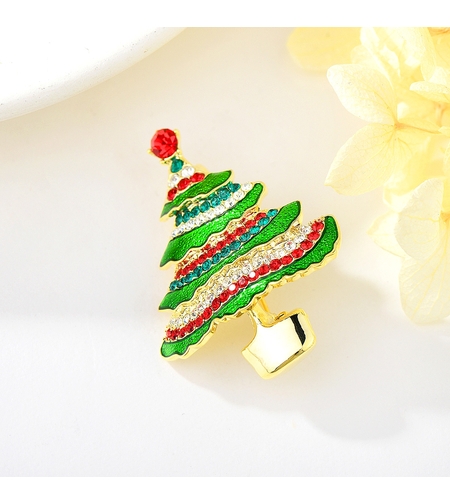 Брошка жълто позлатяване 'Коледна елха' | Бижута Invoke.bg