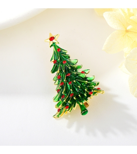 Брошка жълто позлатяване 'Коледна елха' | Бижута Invoke.bg