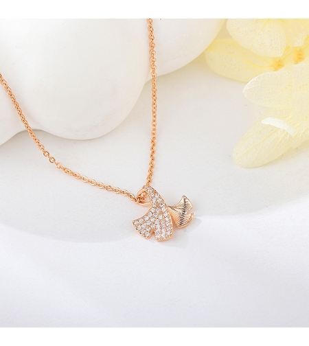 Колие розово позлатяване гинко билоба | Колекция Rose Gold | Бижута Invoke.bg