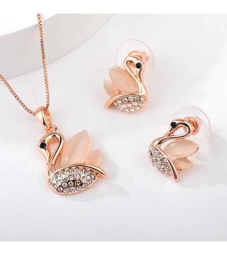 Комплект розово позлатяване лебеди | Колекция Rose Gold | Бижута Invoke.bg