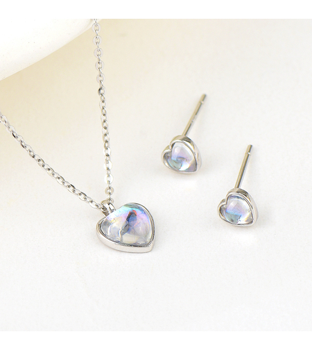 Сребърен комплект Сърца с родий | колекция Delicate Silver | Бижута Invoke.bg