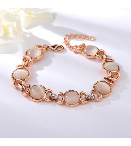 Гривна розово позлатяване котешко око | Колекция Rose Gold | Бижута Invoke.bg