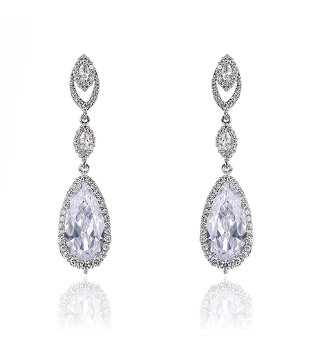 Обеци бяло позлатяване 'Grace' | Колекция Luxury Secret | Бижута Invoke.bg