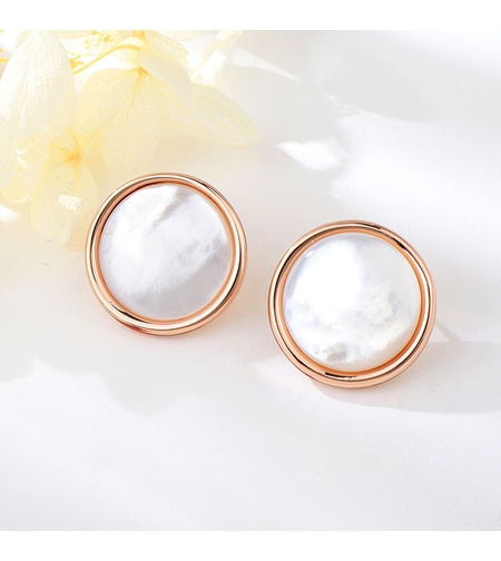 Обеци розово позлатяване със седеф | Колекция Rose Gold | Бижута Invoke.bg