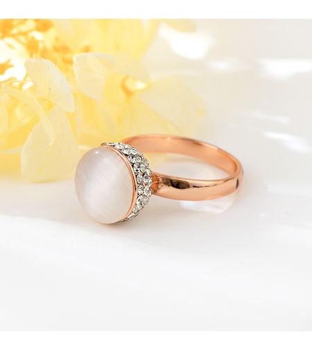 Пръстен розово позлатяване кръгло котешко око | Колекция Rose Gold | Бижута Invoke.bg