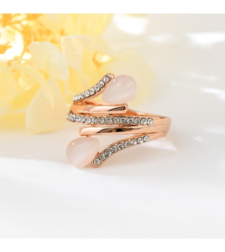 Пръстен розово позлатяване капковидни камъни | Колекция Rose Gold | Бижута Invoke.bg