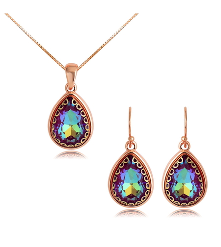 Комплект розово позлатяване капки с кристали Swarovski Paradise Shine | Колекция Rose Gold | Бижута Invoke.bg