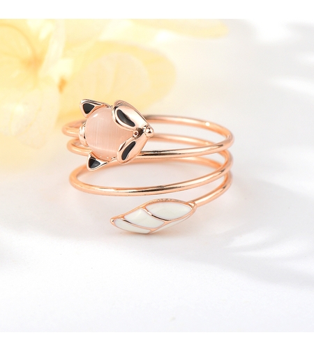 Пръстен розово позлатяване с камък котешко ухо | Колекция Rose Gold | Бижута Invoke.bg