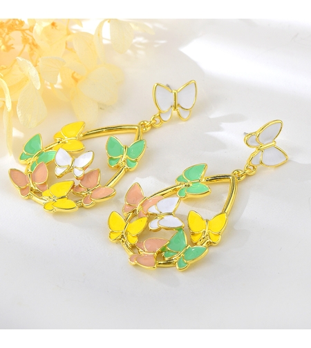 Обеци с жълто позлатяване с Пеперуди | Бижута Invoke.bg