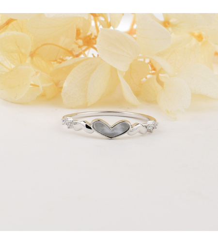 Сребърен пръстен сърце от седеф | колекция Delicate Silver