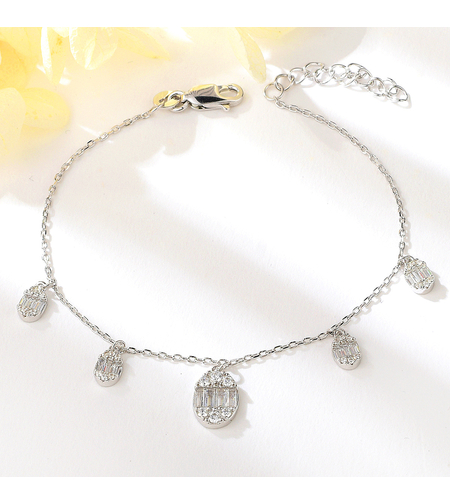 Сребърна гривна с талисман с платини и кубични циркони | Колекция Silver Premium | Бижута Invoke.bg